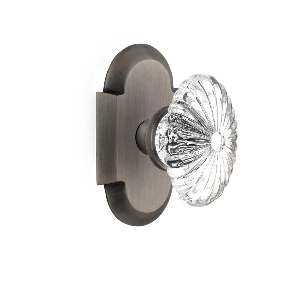 Nostalgic Warehouse COTOFC Single Dummy Knob Cottage Plate with Oval Fluted Crystal Knob in Antique Pewter